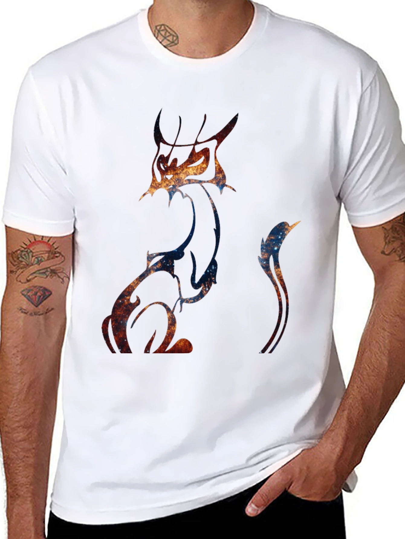 Galaxy Cat Graphic Tee - Unique Space Design
