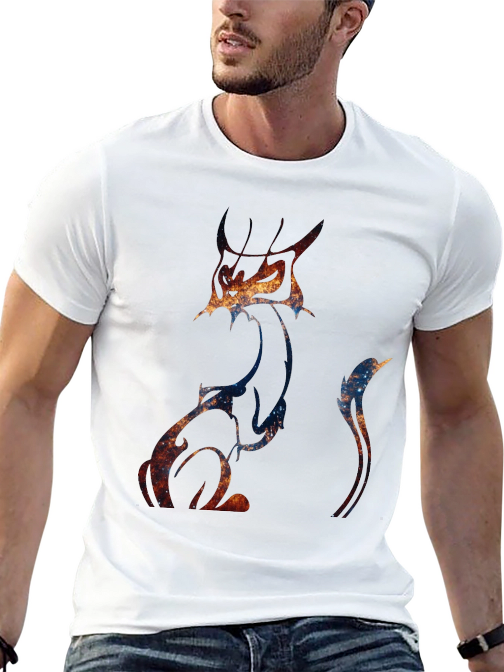 Galaxy Cat Graphic Tee - Unique Space Design