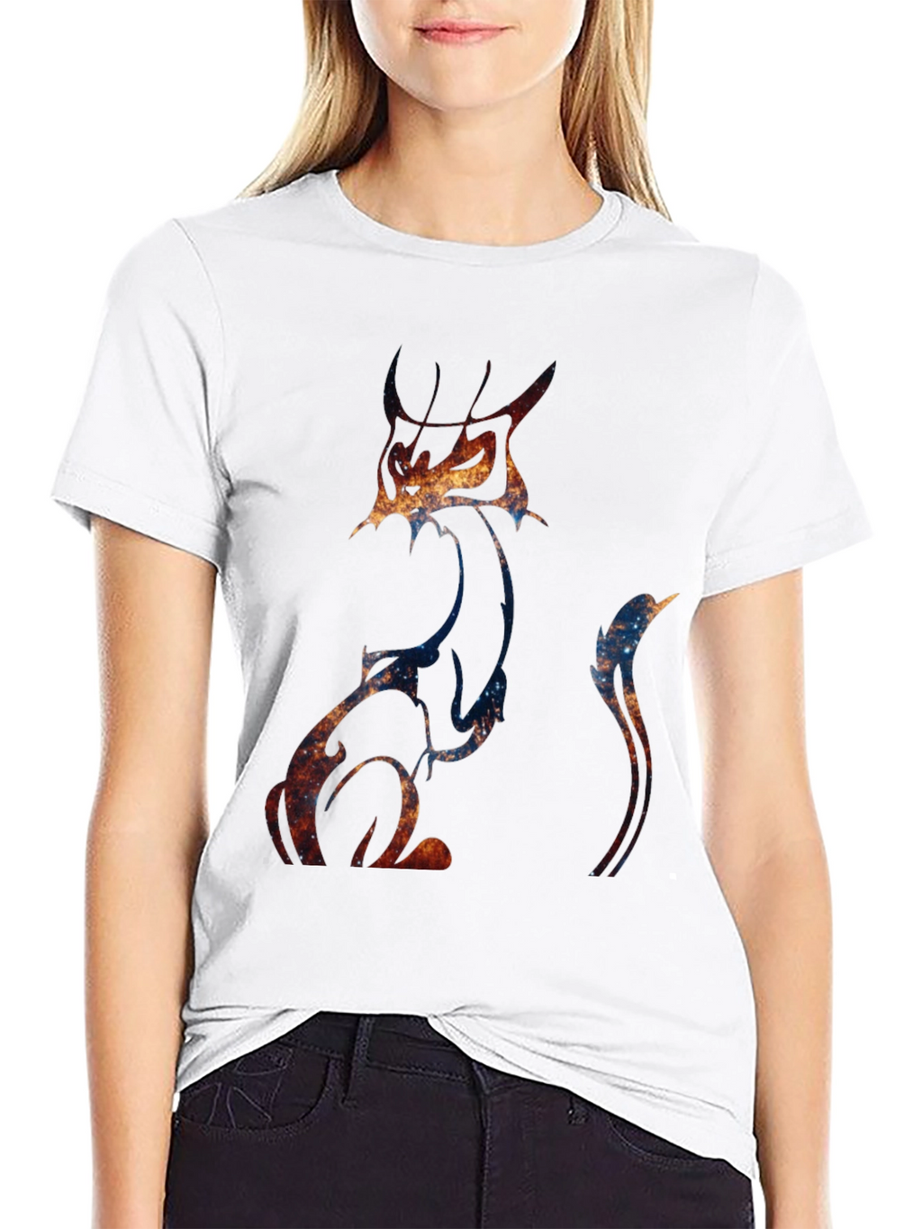 Galaxy Cat Graphic Tee - Unique Space Design