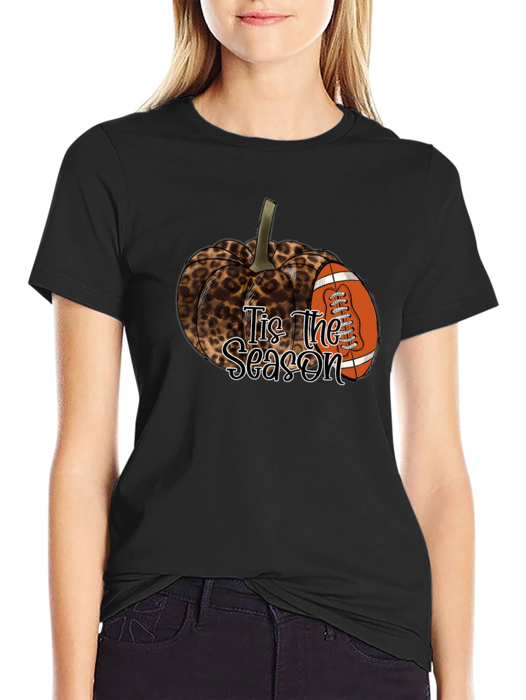 Leopard Pumpkin Football Season T-Shirt