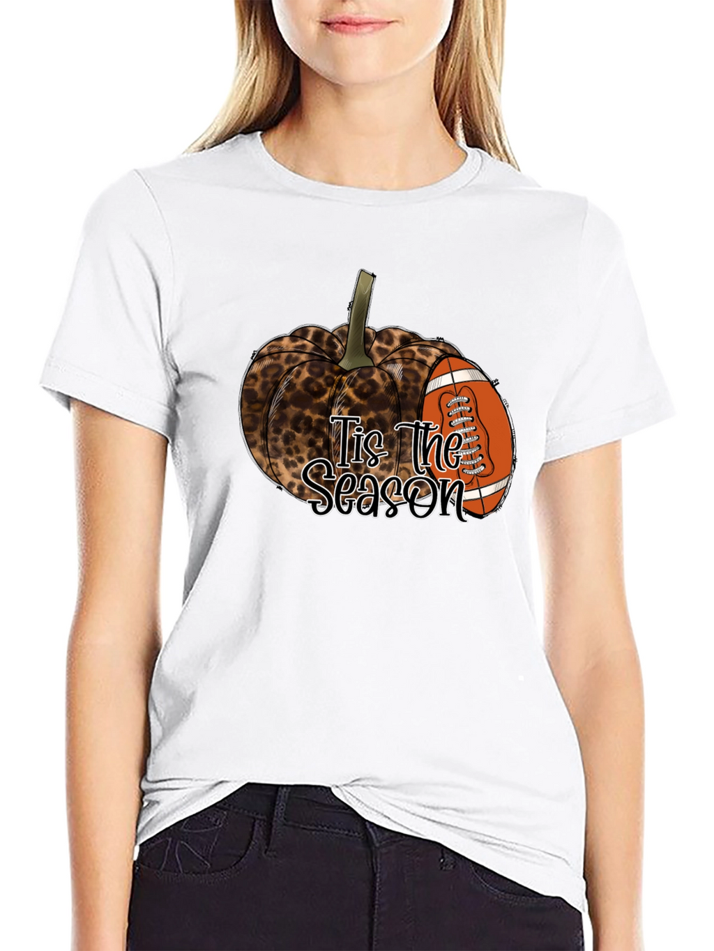 Leopard Pumpkin Football Season T-Shirt
