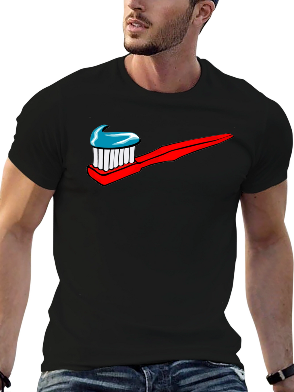 Toothbrush Logo Graphic Print T-Shirt