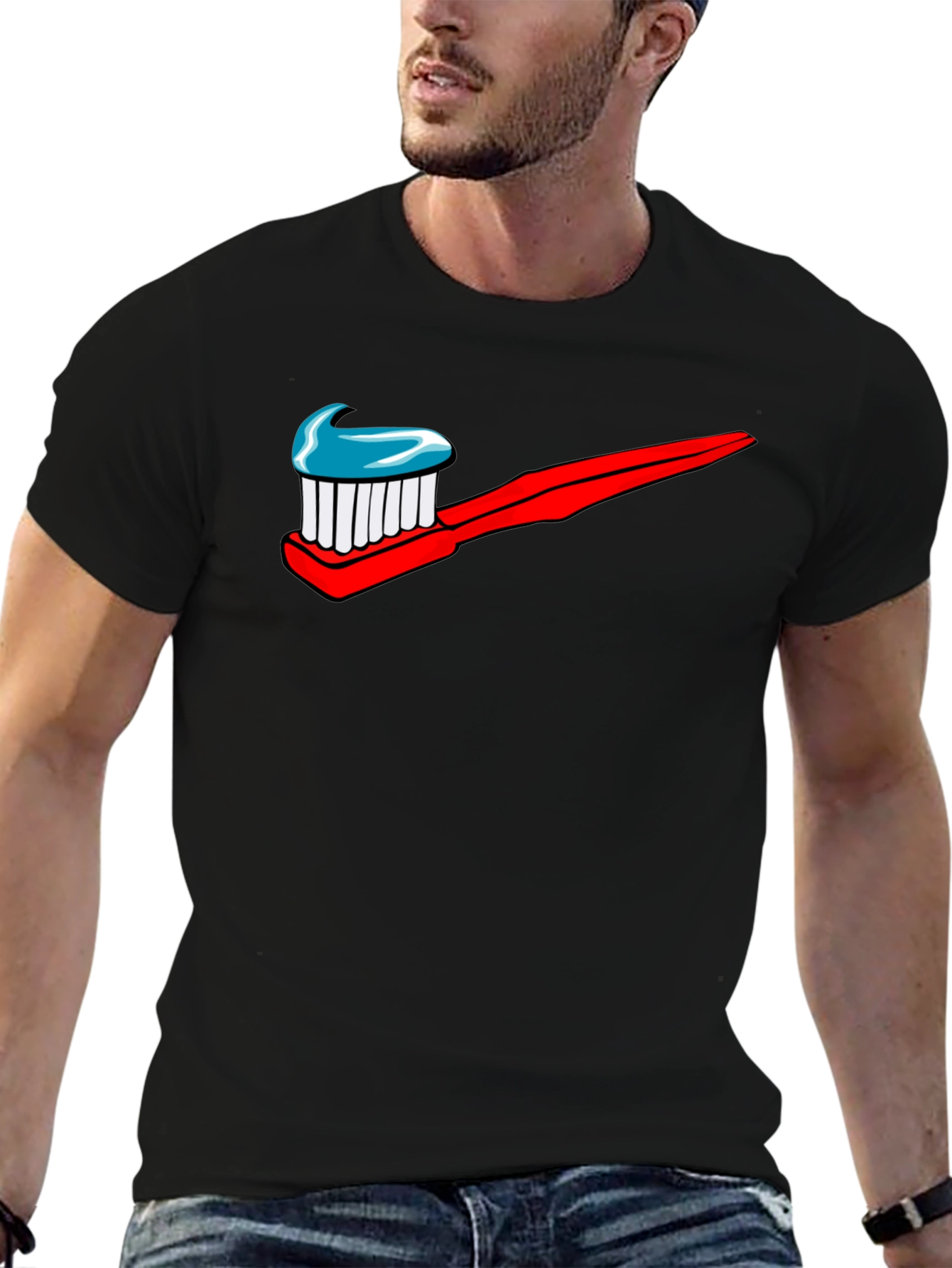 Toothbrush Logo Graphic Print T-Shirt