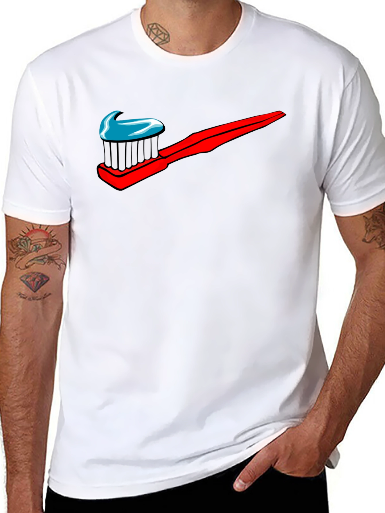 Toothbrush Logo Graphic Print T-Shirt