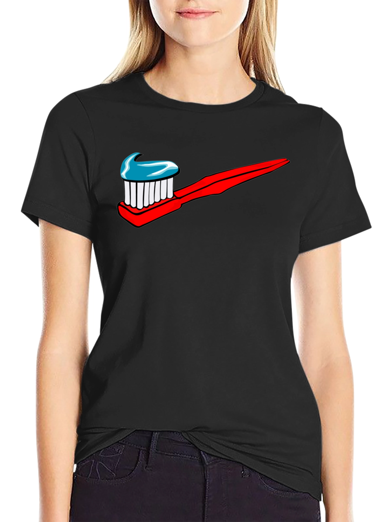 Toothbrush Logo Graphic Print T-Shirt