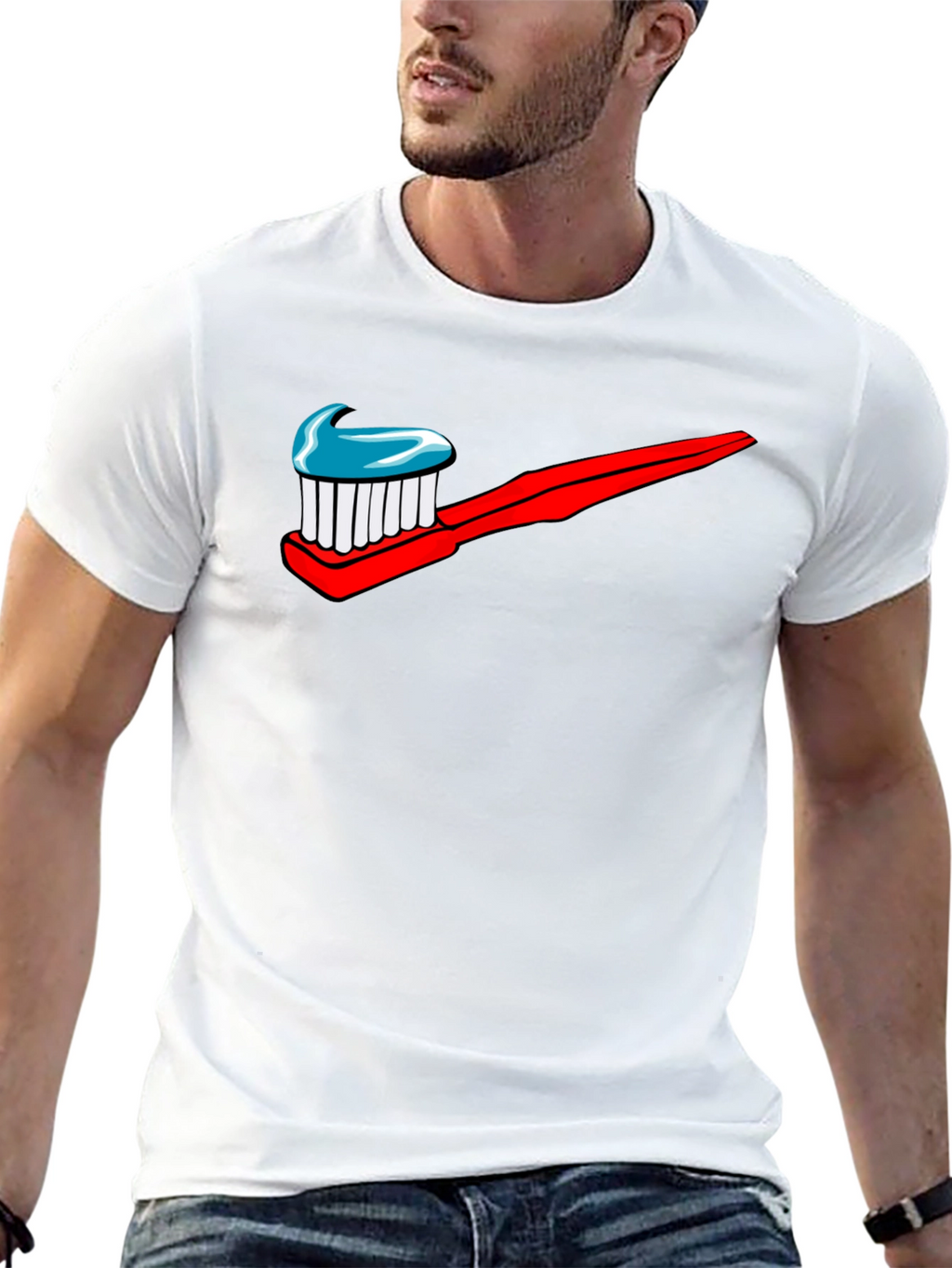 Toothbrush Logo Graphic Print T-Shirt