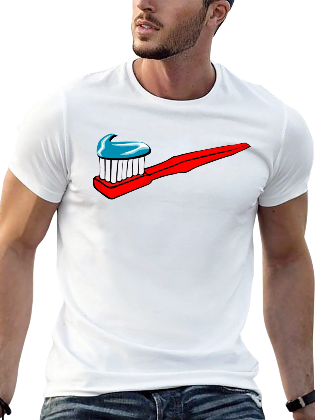 Toothbrush Logo Graphic Print T-Shirt