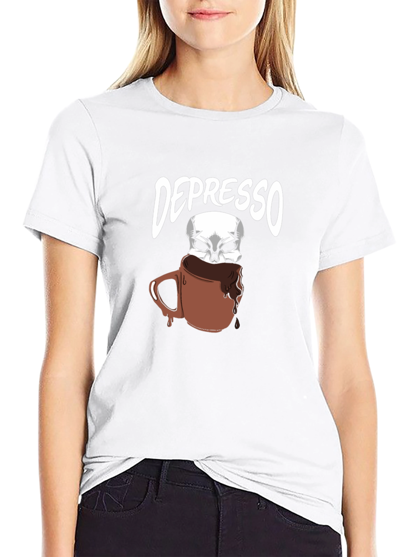 Depresso T-Shirt - Funny Skull Coffee Design
