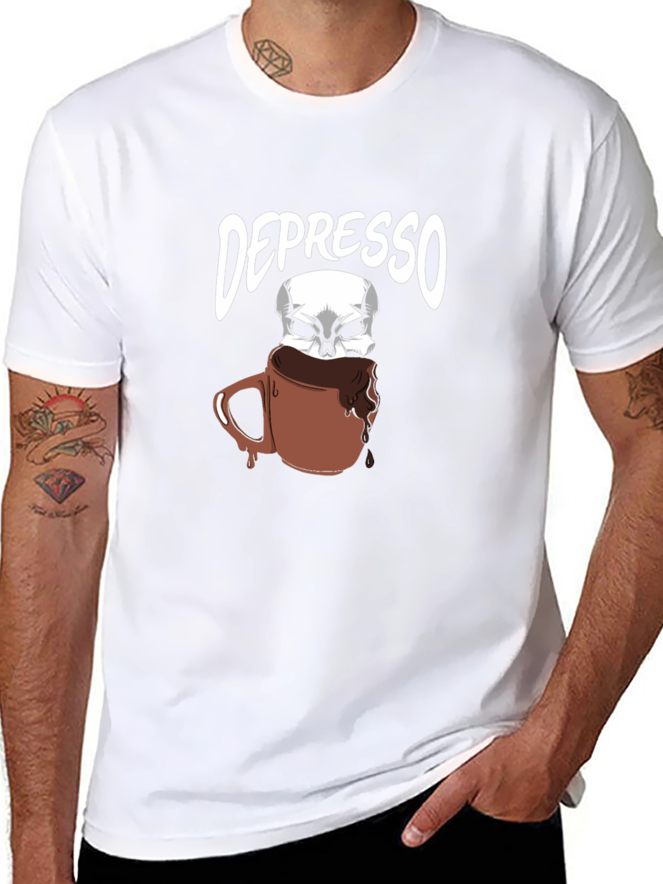 Depresso T-Shirt - Funny Skull Coffee Design