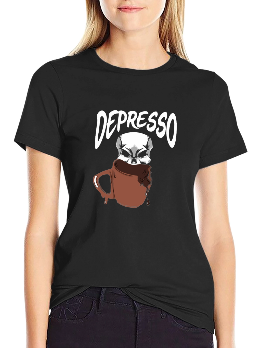Depresso T-Shirt - Funny Skull Coffee Design