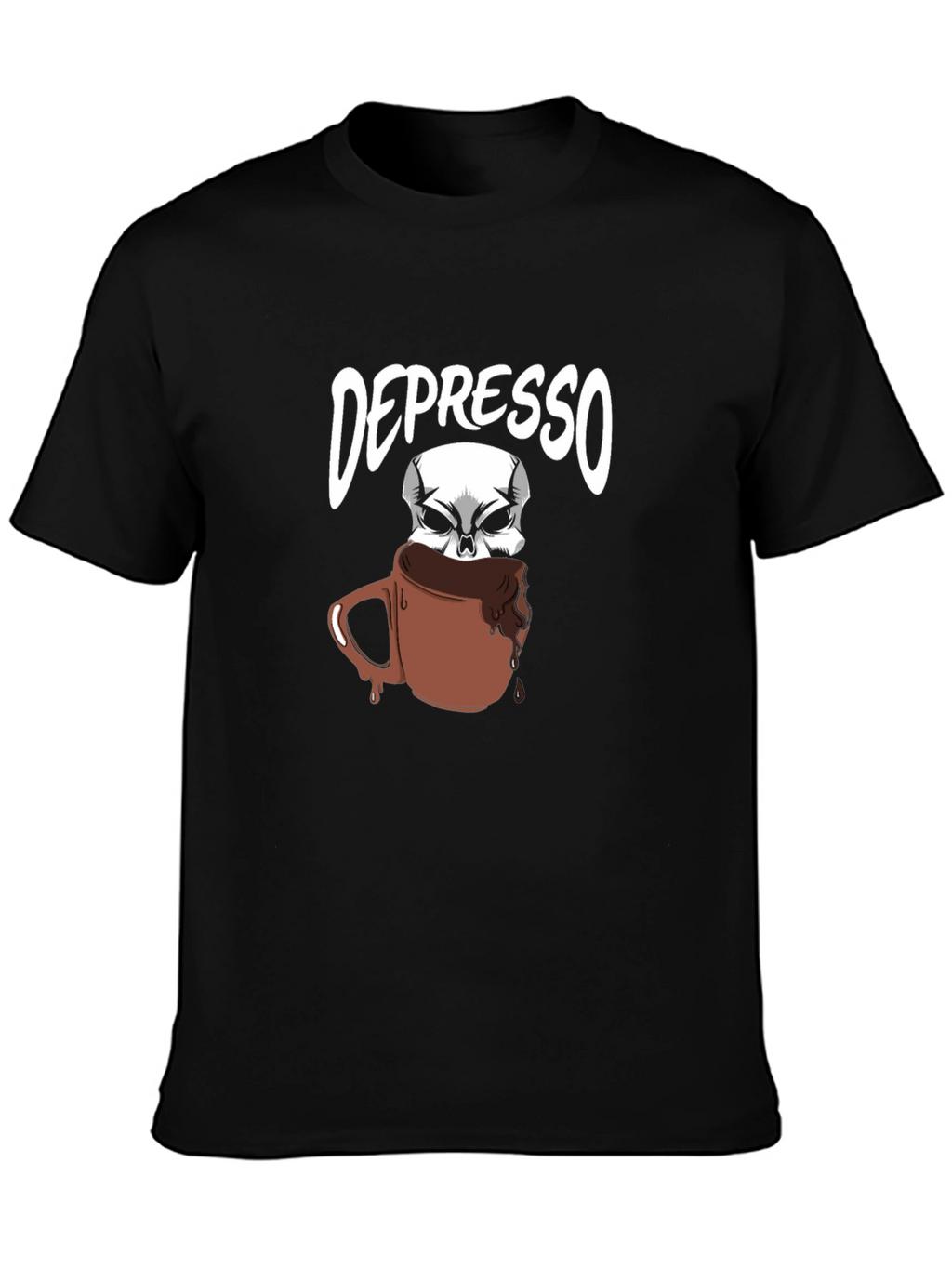 Depresso T-Shirt - Funny Skull Coffee Design