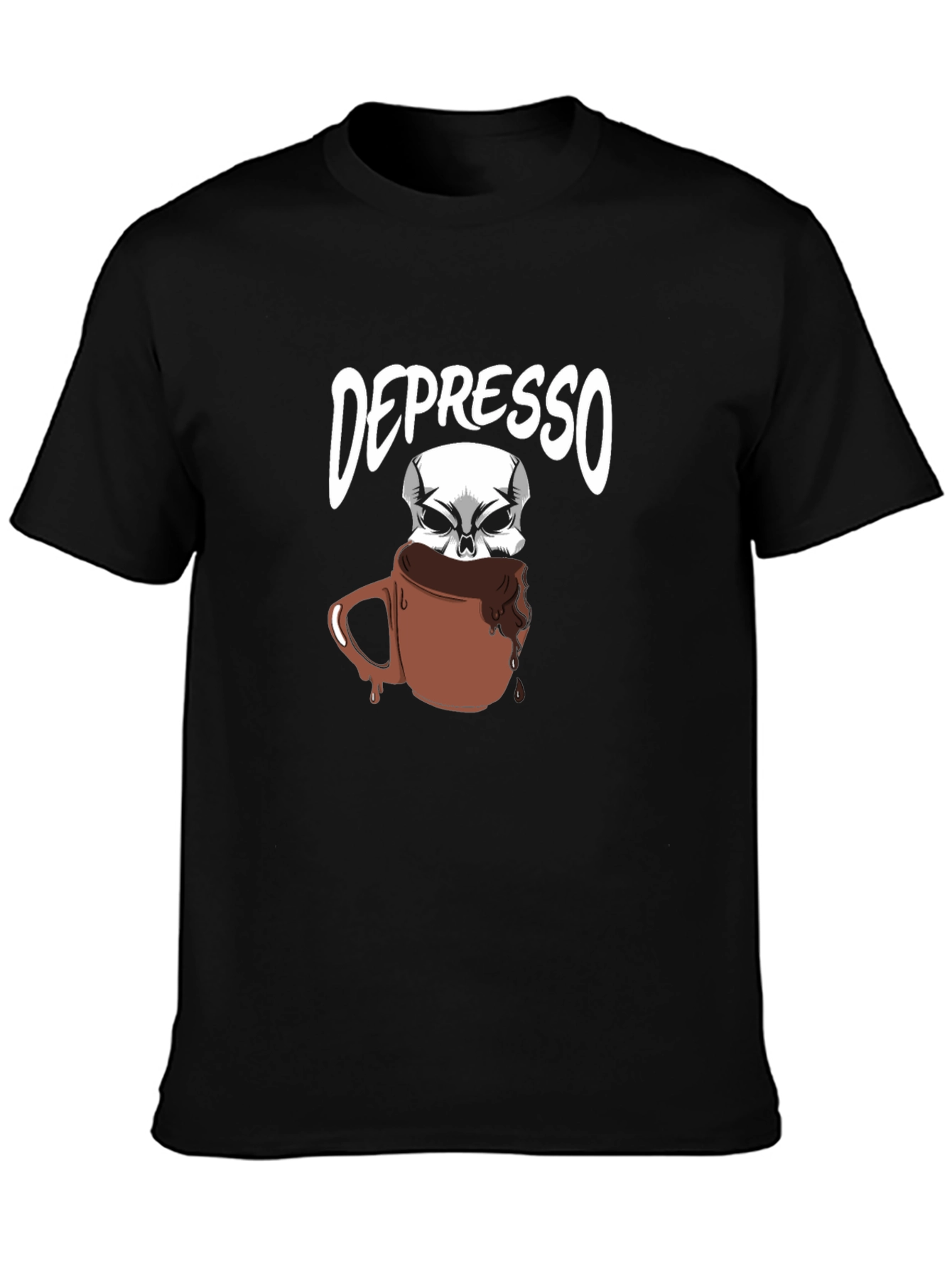 Depresso T-Shirt - Funny Skull Coffee Design