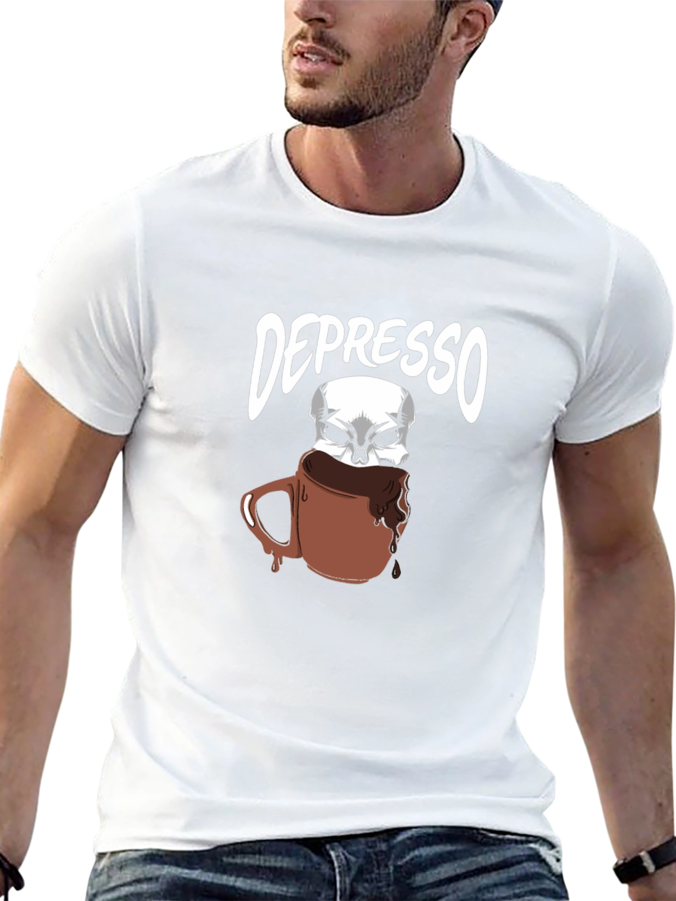Depresso T-Shirt - Funny Skull Coffee Design