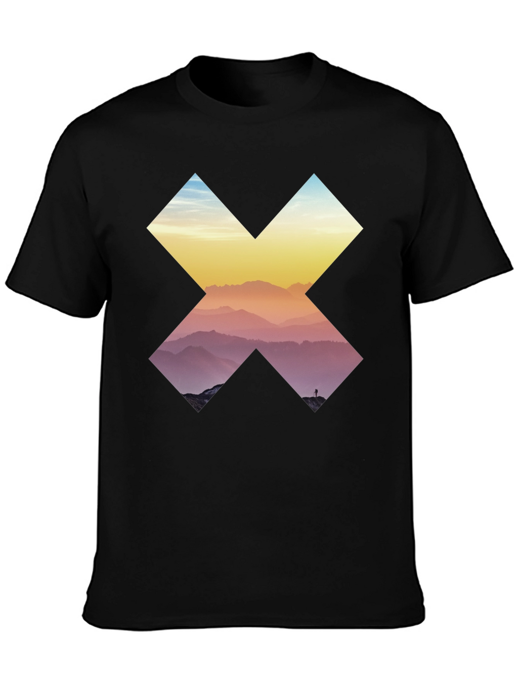 Mountains in Cross Graphic Tee - Black