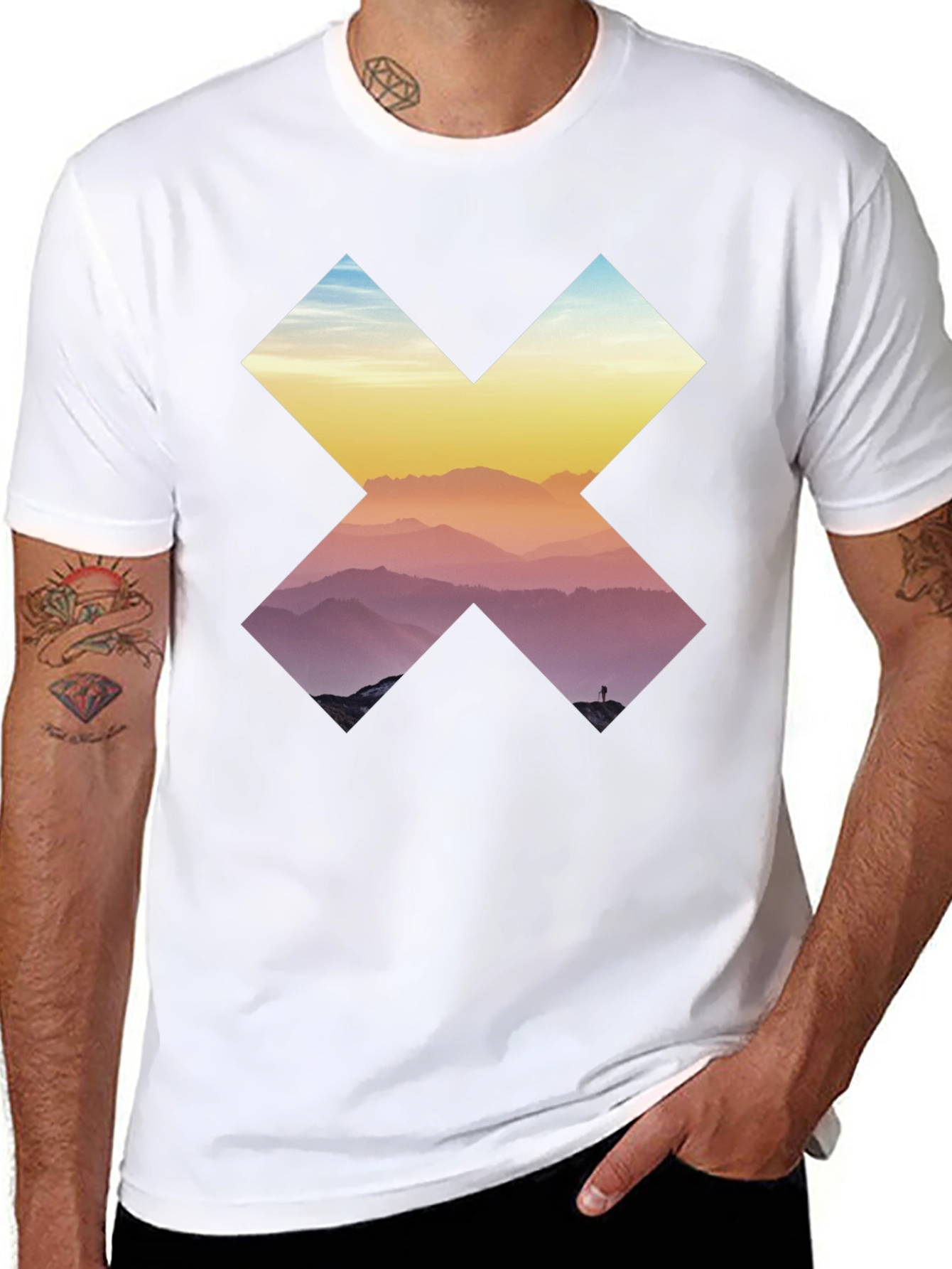 Mountains in Cross Graphic Tee - Black