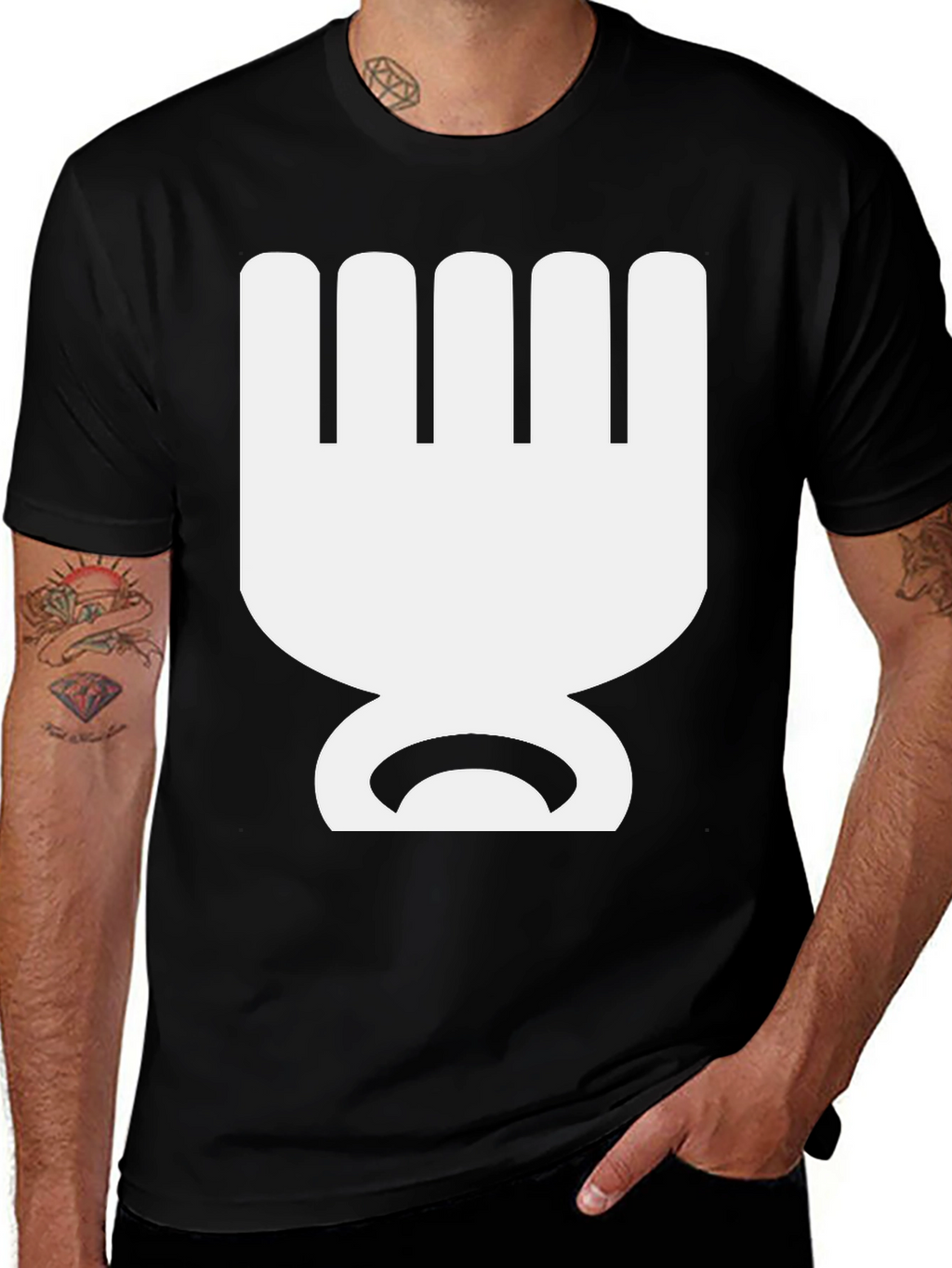 Geometric Graphic Tee - Bold Black Cotton T-Shirt