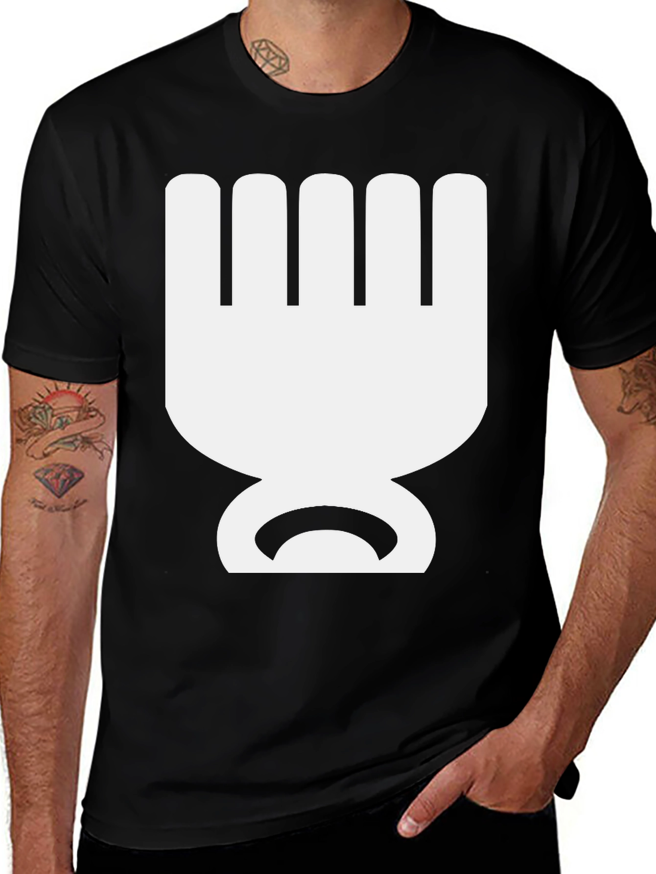 Geometric Graphic Tee - Bold Black Cotton T-Shirt
