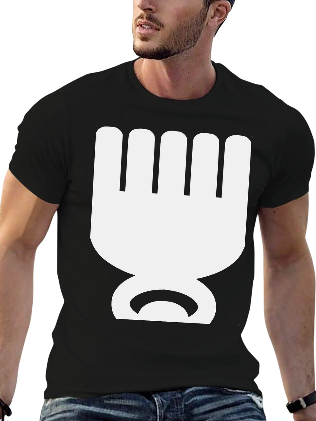 Geometric Graphic Tee - Bold Black Cotton T-Shirt