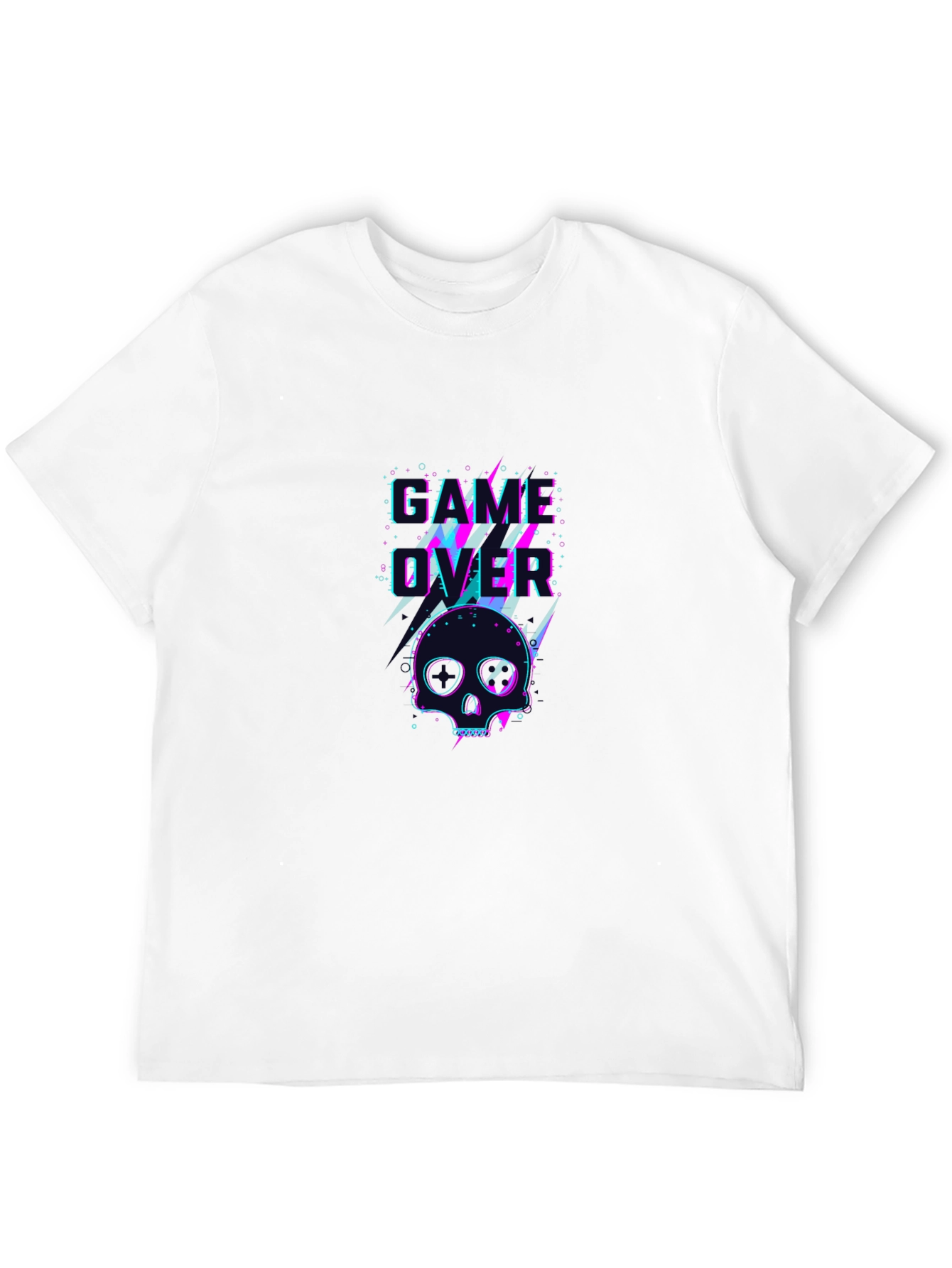 Game Over Skull Graphic Tee - Black