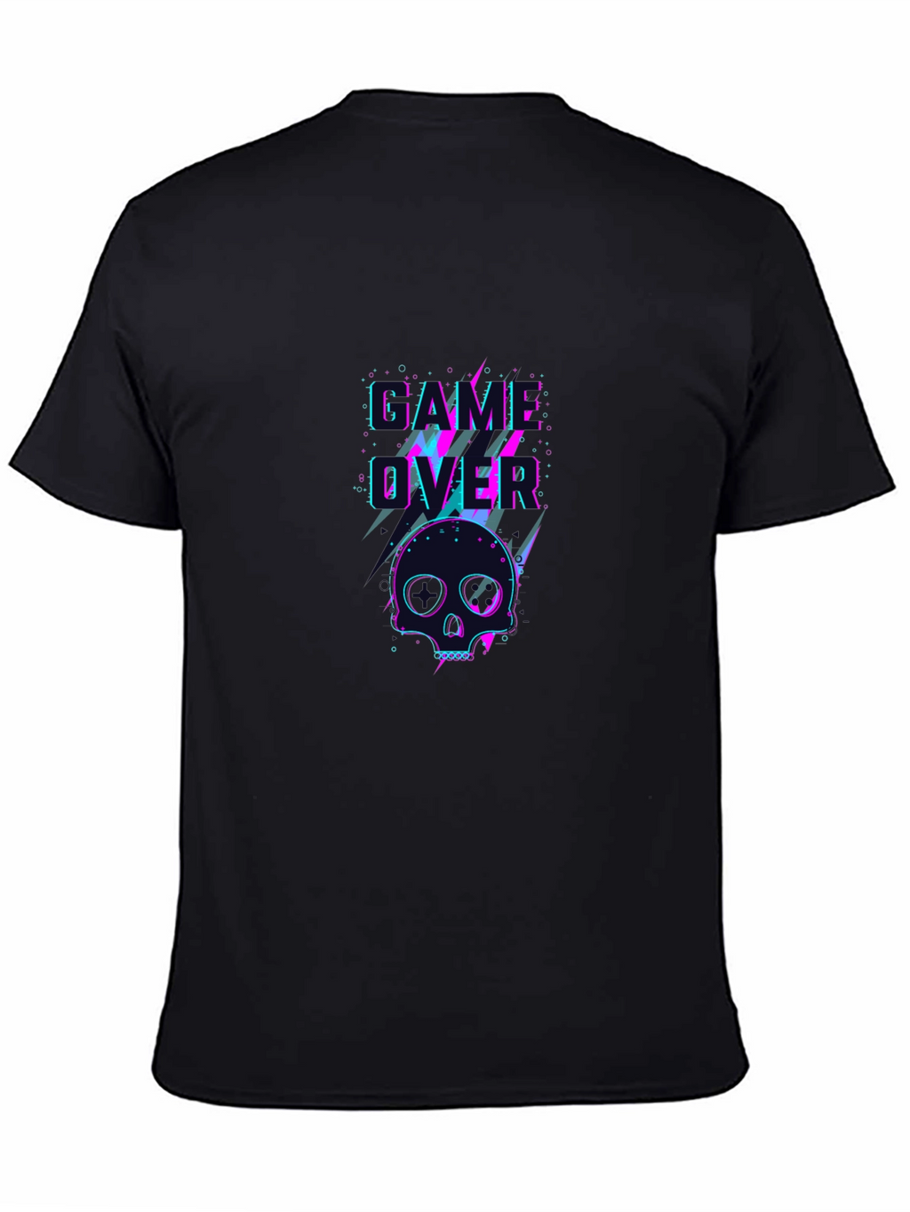 Game Over Skull Graphic Tee - Black