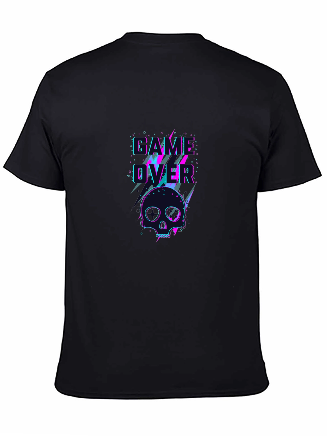Game Over Skull Graphic Tee - Black