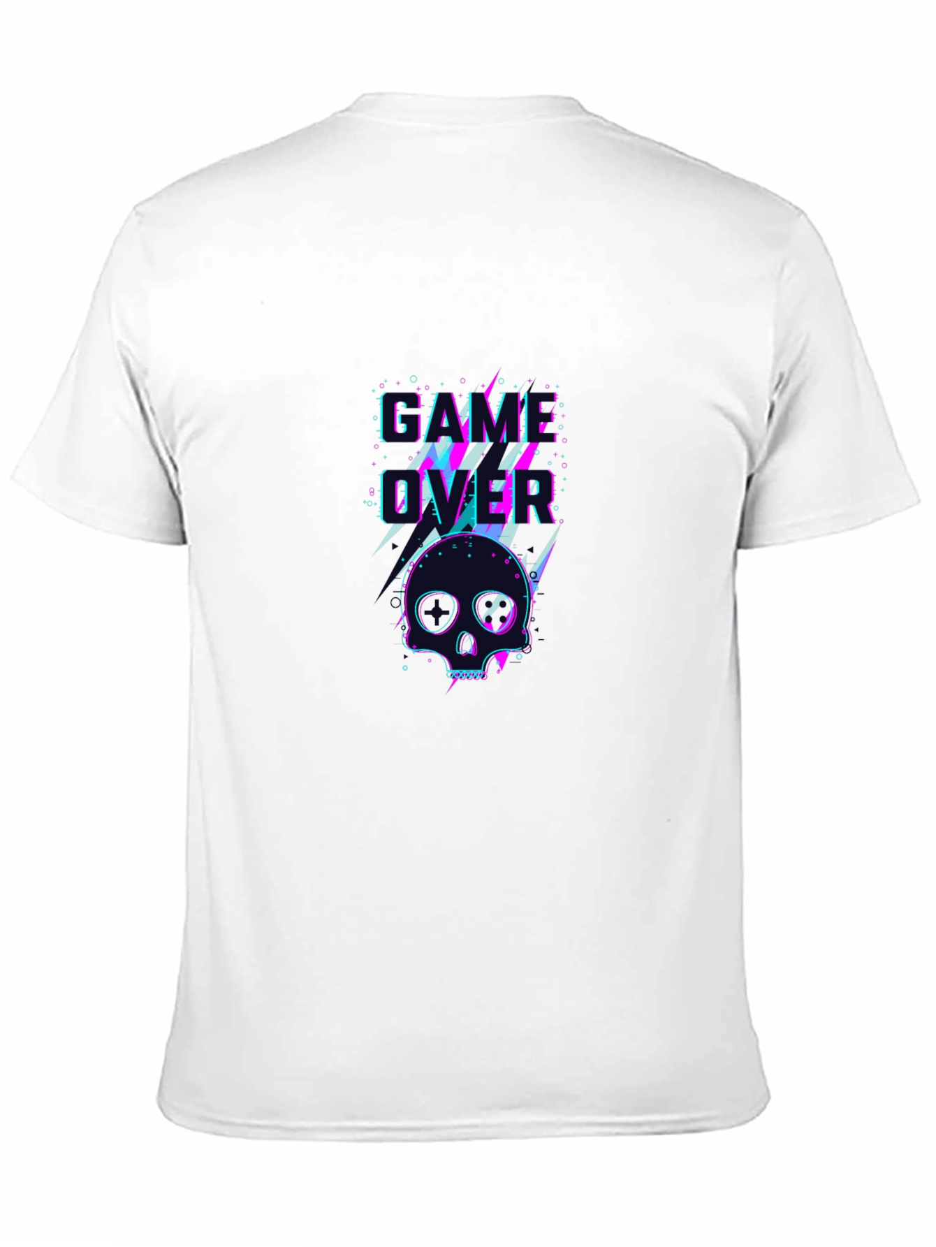Game Over Skull Graphic Tee - Black
