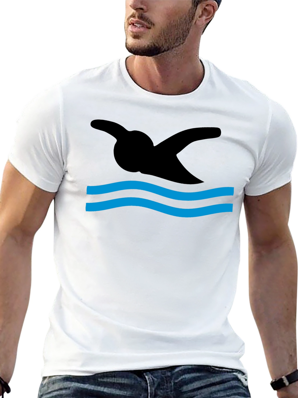 Swimmer Silhouette Graphic T-Shirt