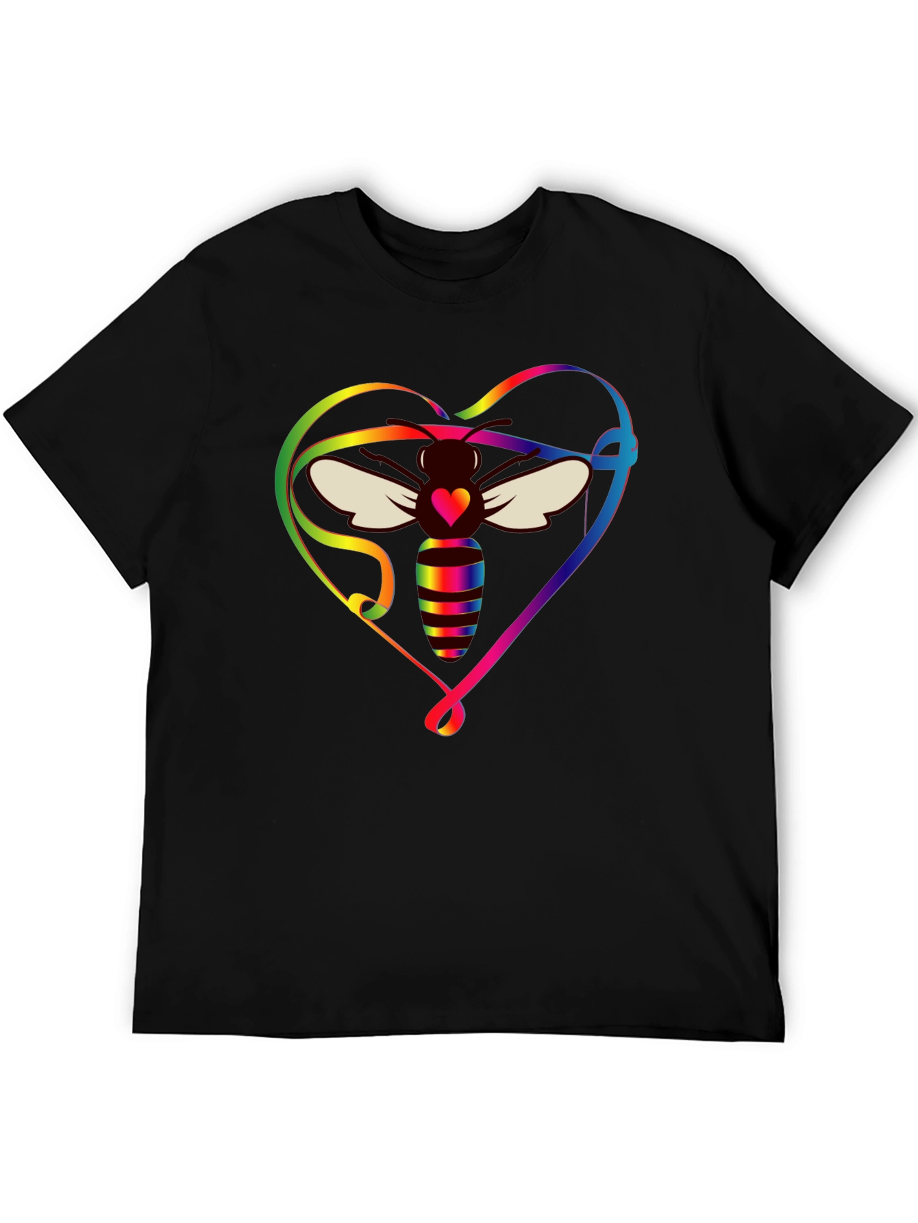 Rainbow Bee Heart Graphic T-Shirt
