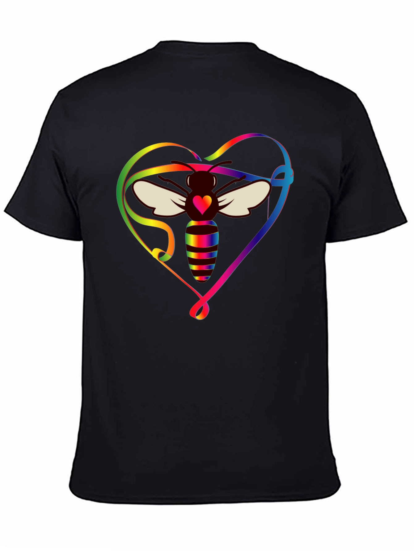 Rainbow Bee Heart Graphic T-Shirt
