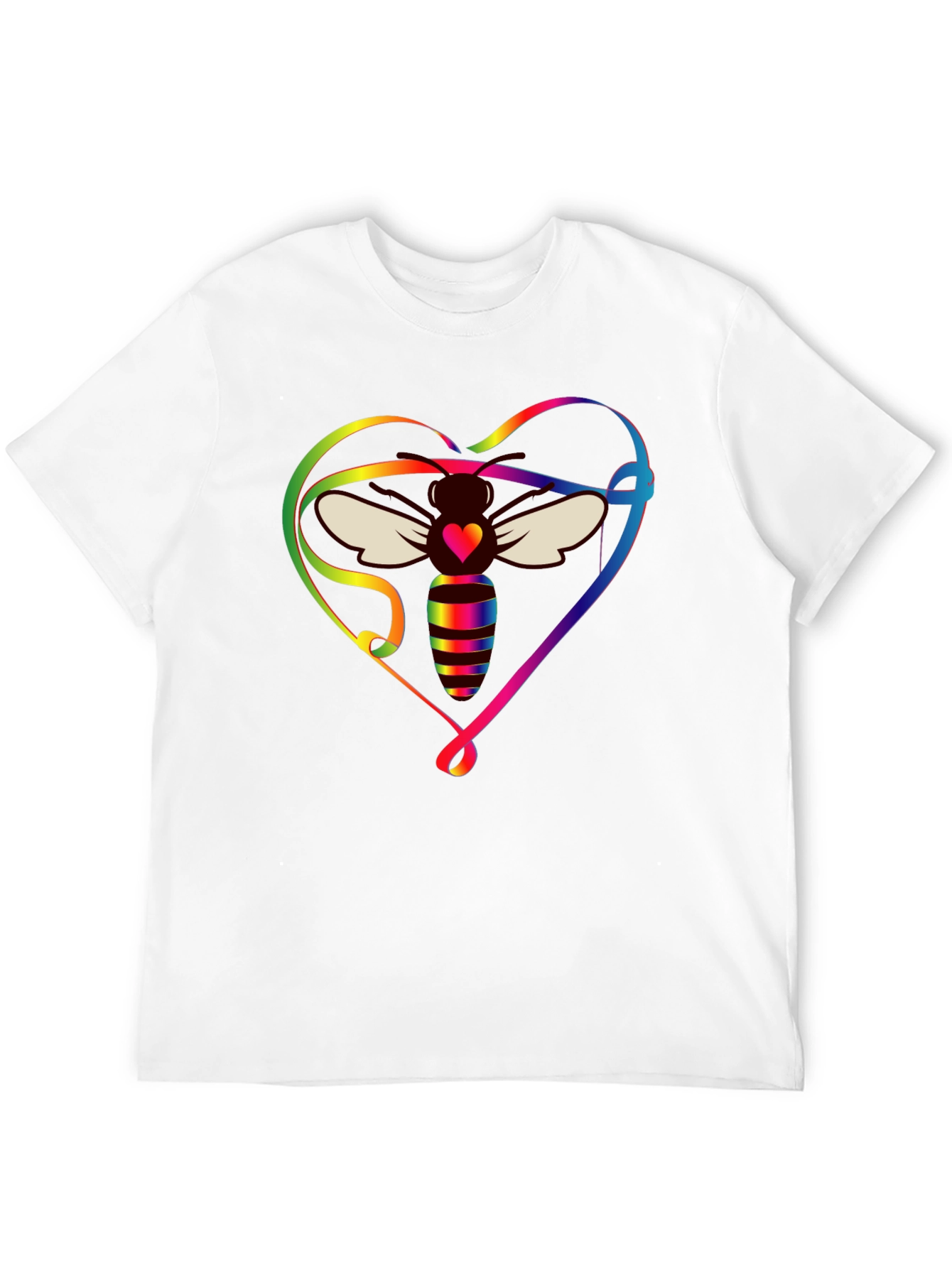 Rainbow Bee Heart Graphic T-Shirt