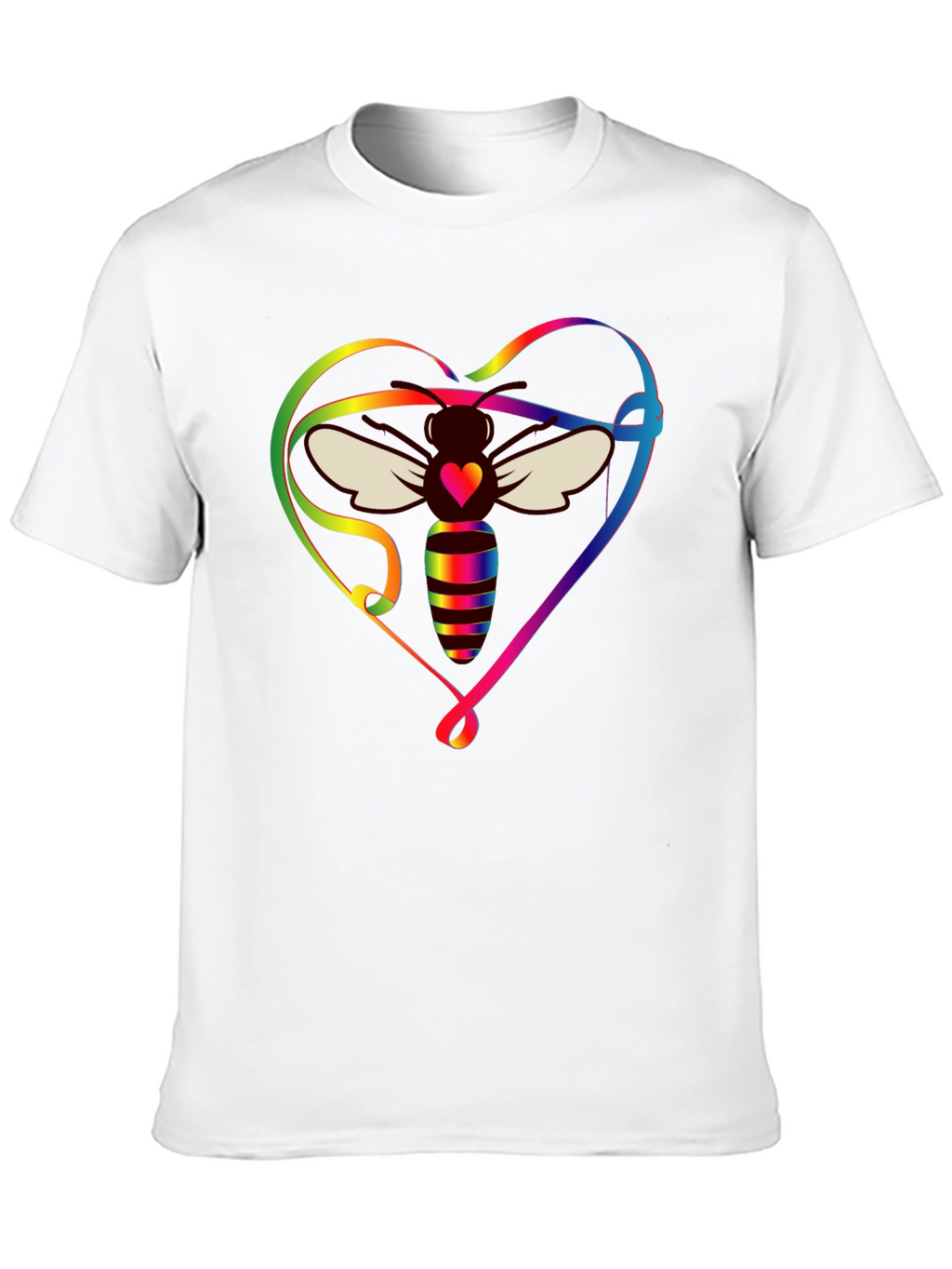 Rainbow Bee Heart Graphic T-Shirt