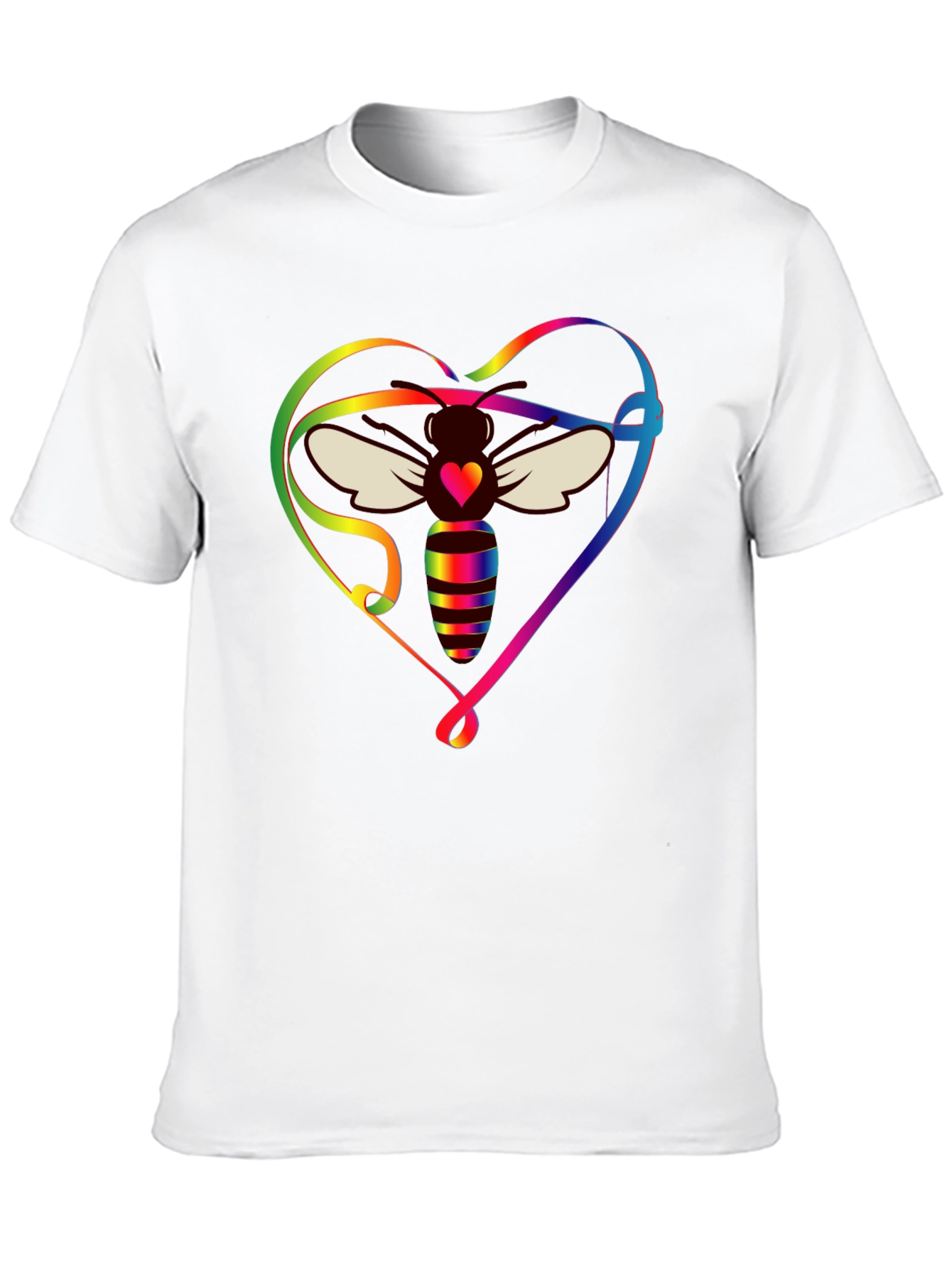 Rainbow Bee Heart Graphic T-Shirt