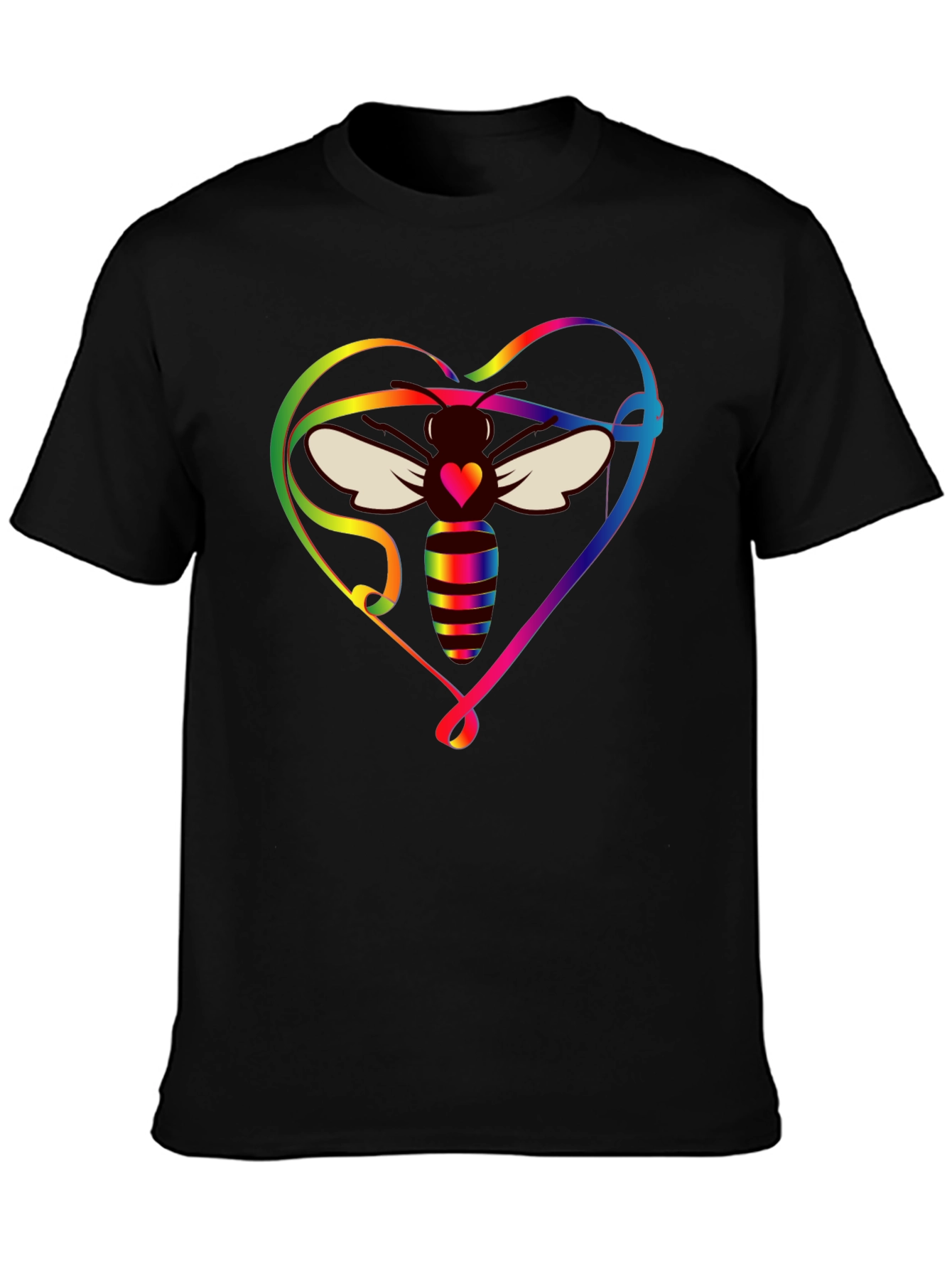 Rainbow Bee Heart Graphic T-Shirt