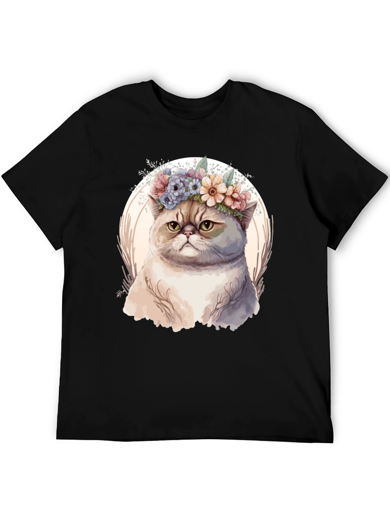 Floral Crown Cat Graphic Tee - Unique Design