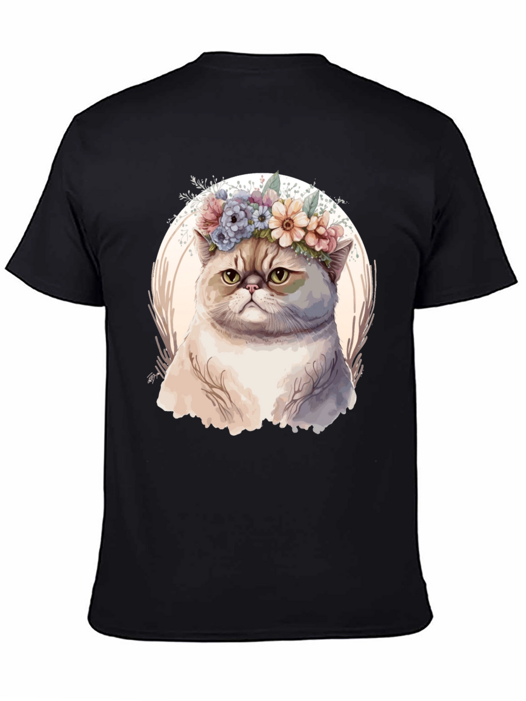Floral Crown Cat Graphic Tee - Unique Design