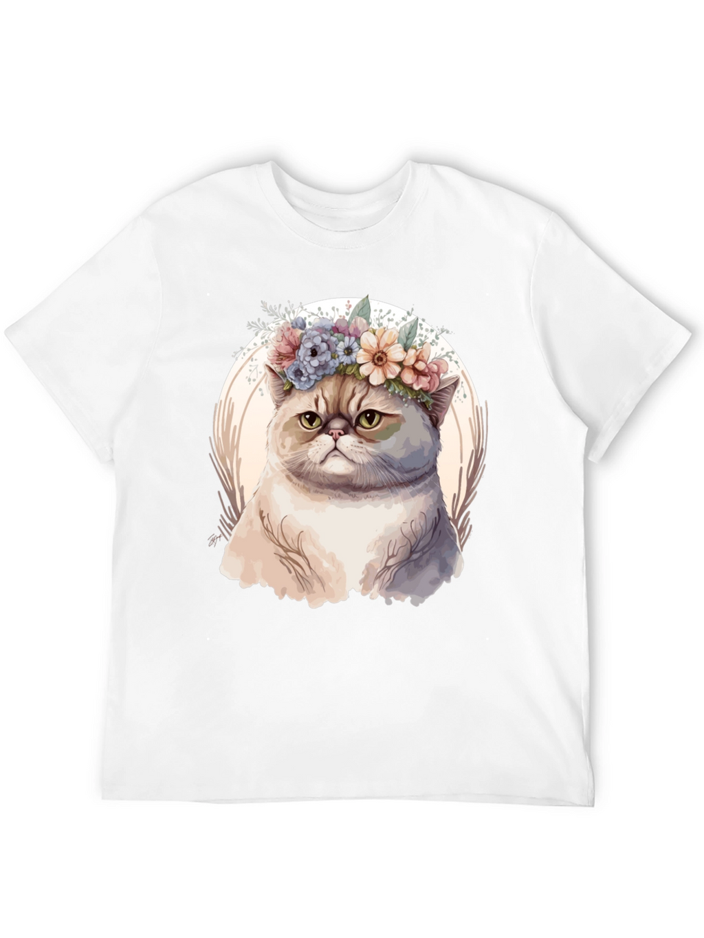Floral Crown Cat Graphic Tee - Unique Design