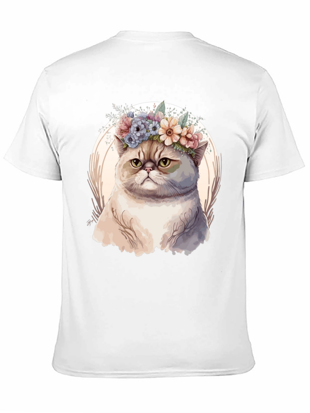Floral Crown Cat Graphic Tee - Unique Design