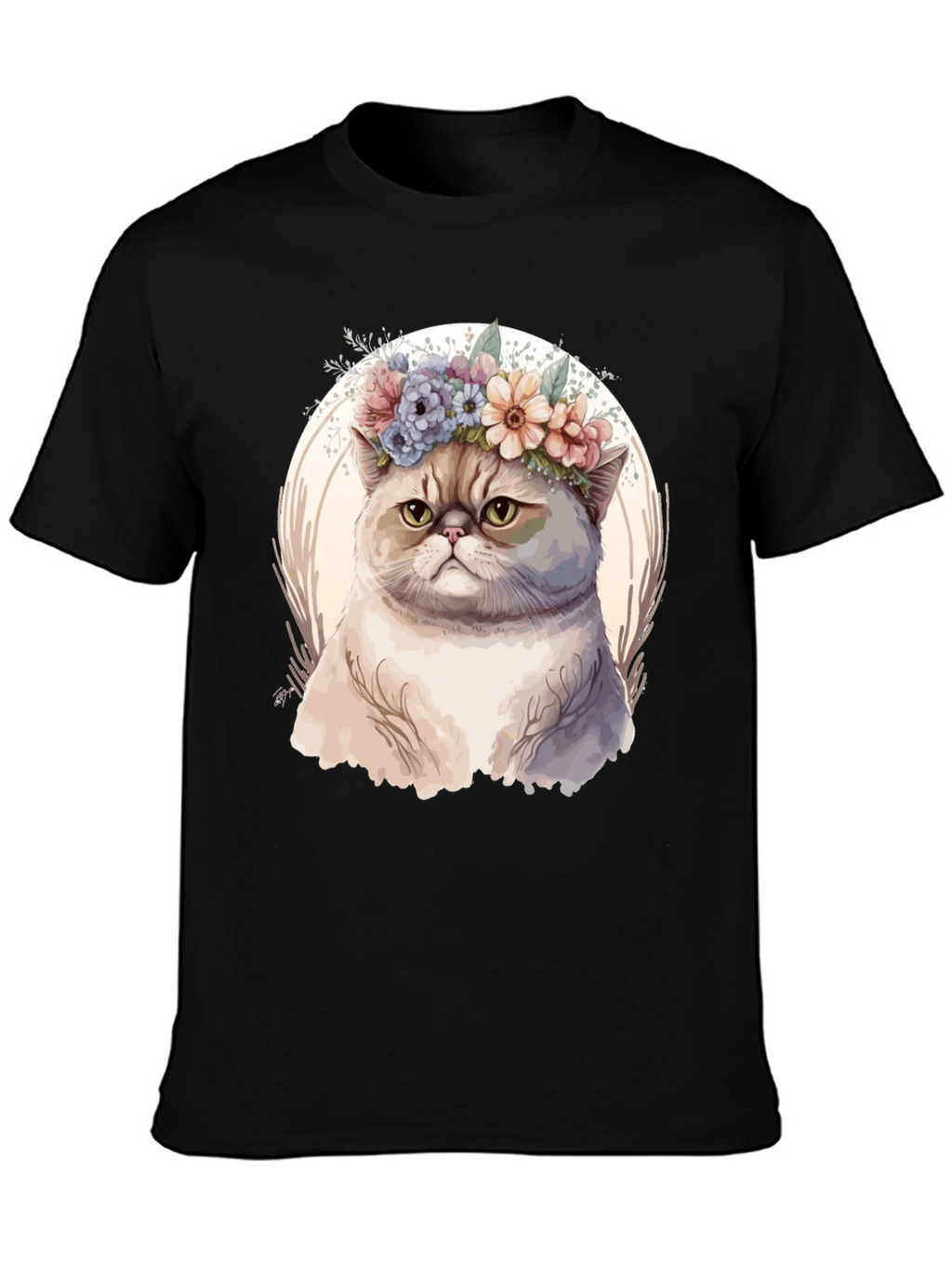 Floral Crown Cat Graphic Tee - Unique Design