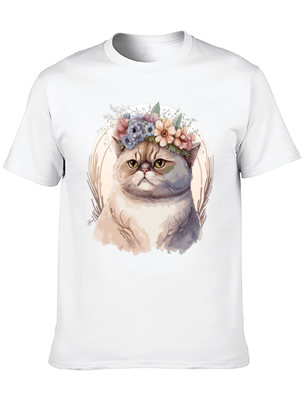 Floral Crown Cat Graphic Tee - Unique Design