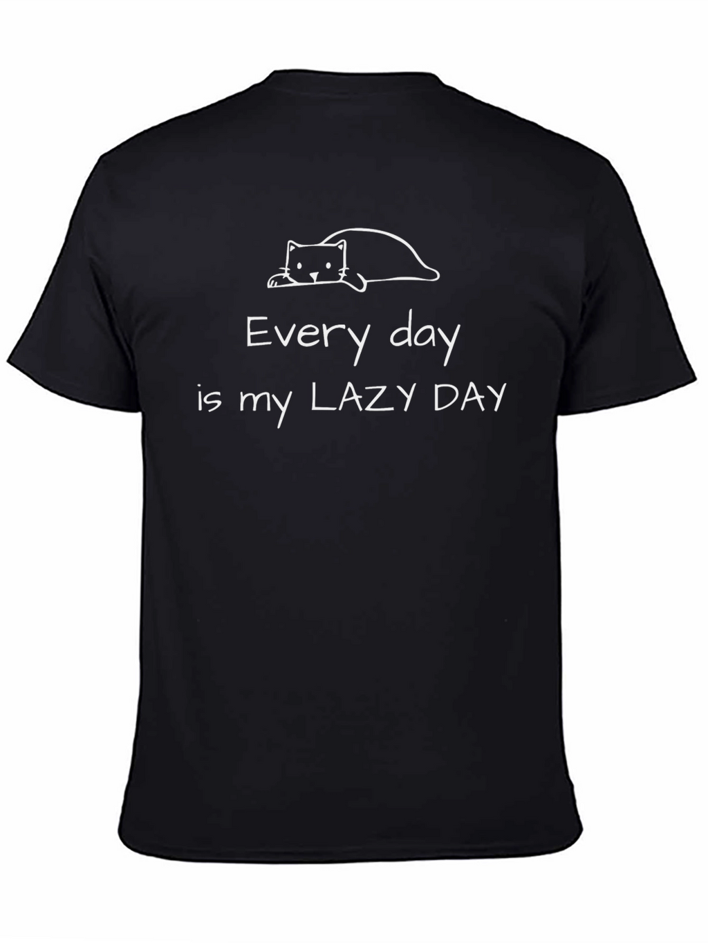 Lazy Day Black T-Shirt - Cute Cat Graphic