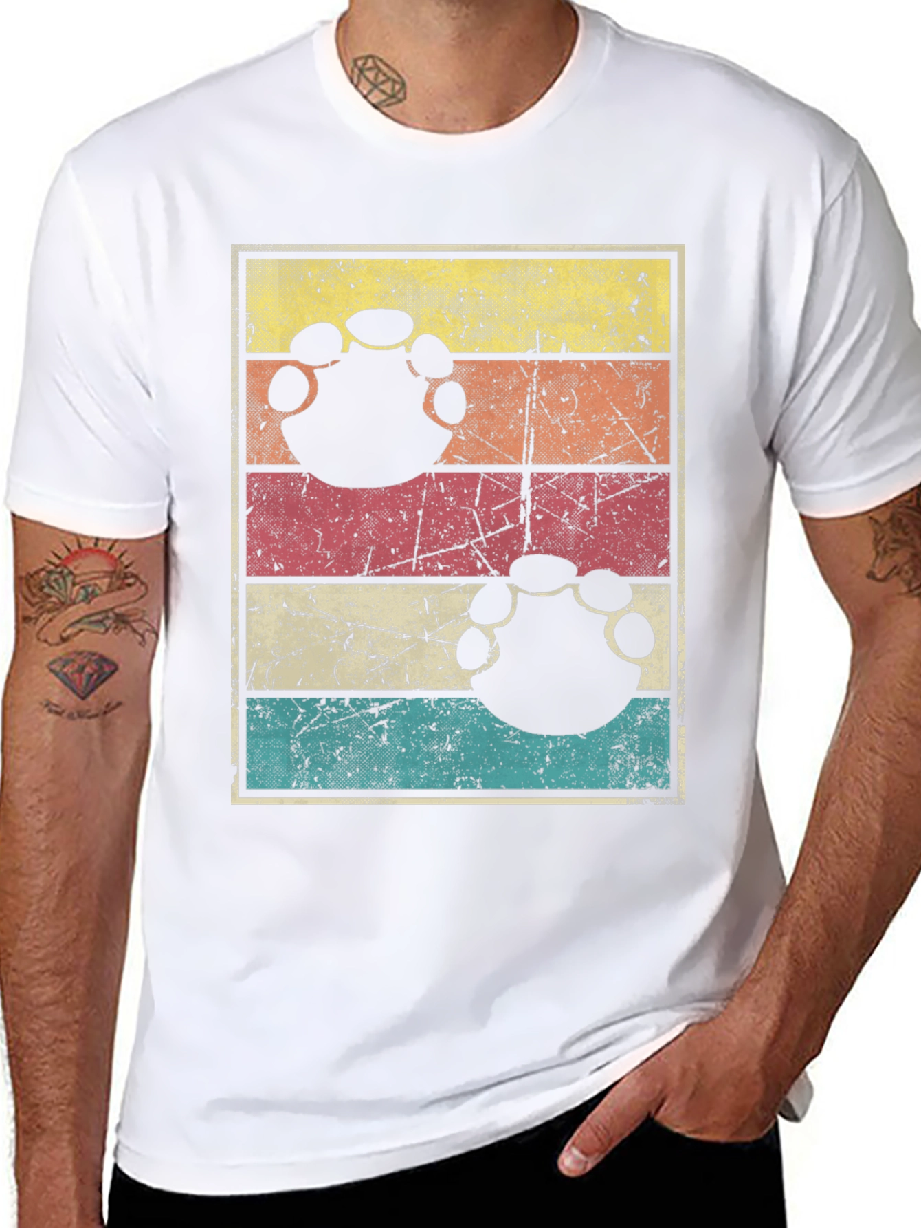 Retro Bigfoot Paw Print T-Shirt