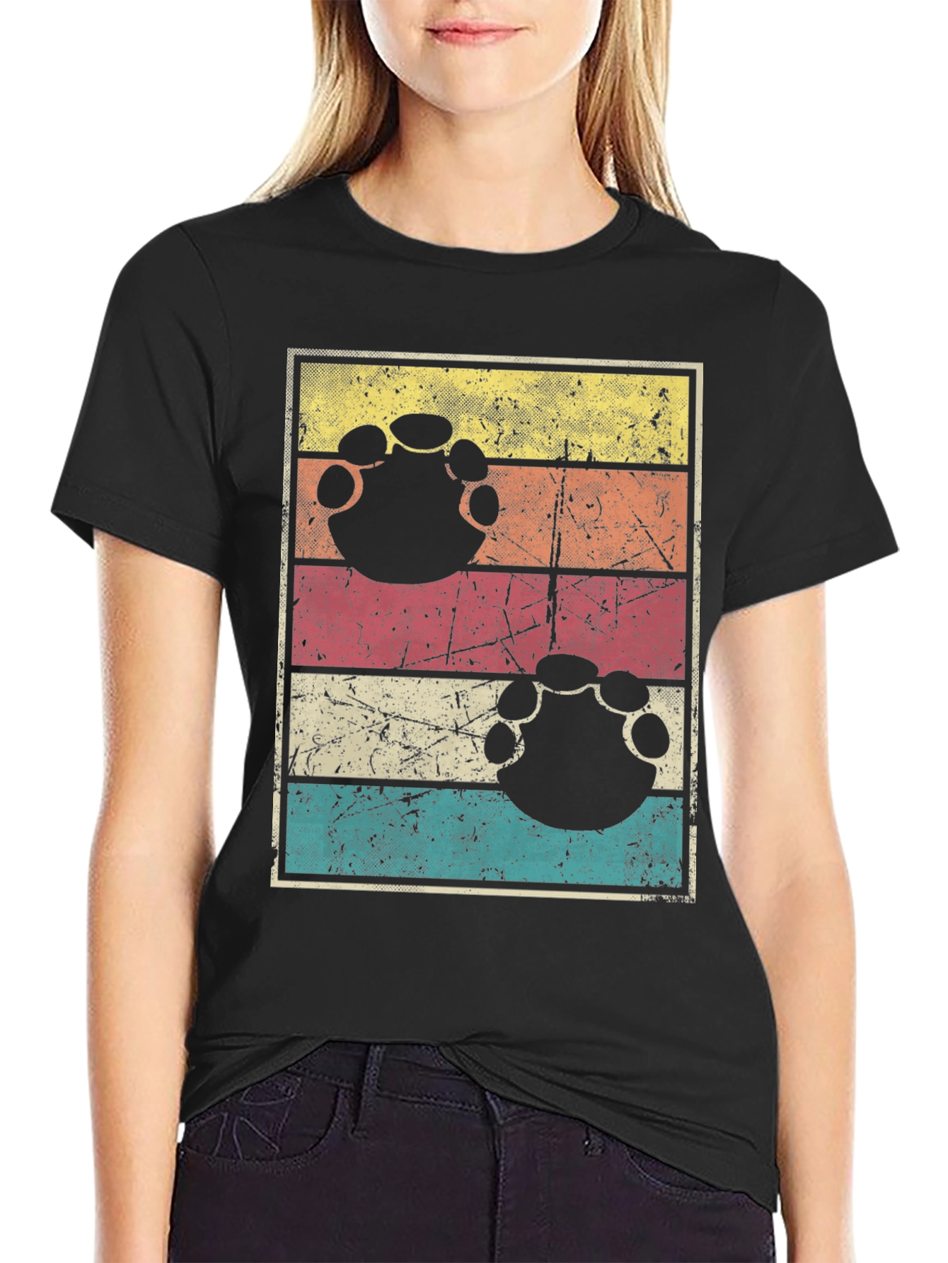 Retro Bigfoot Paw Print T-Shirt