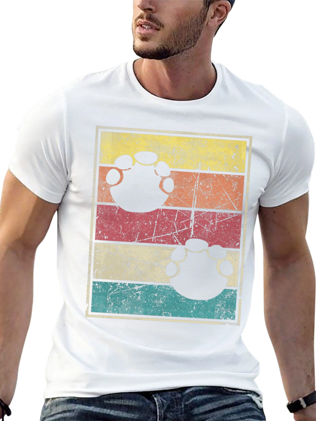 Retro Bigfoot Paw Print T-Shirt