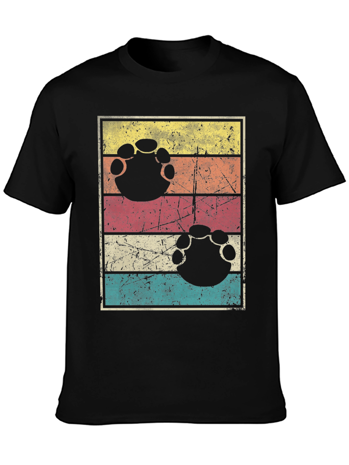 Retro Bigfoot Paw Print T-Shirt