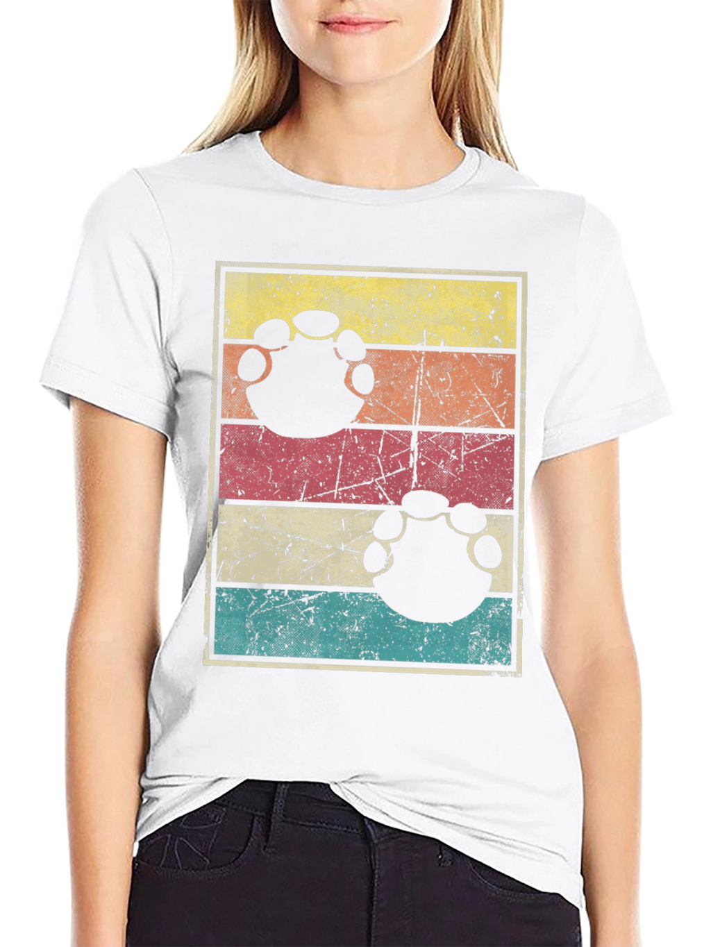 Retro Bigfoot Paw Print T-Shirt