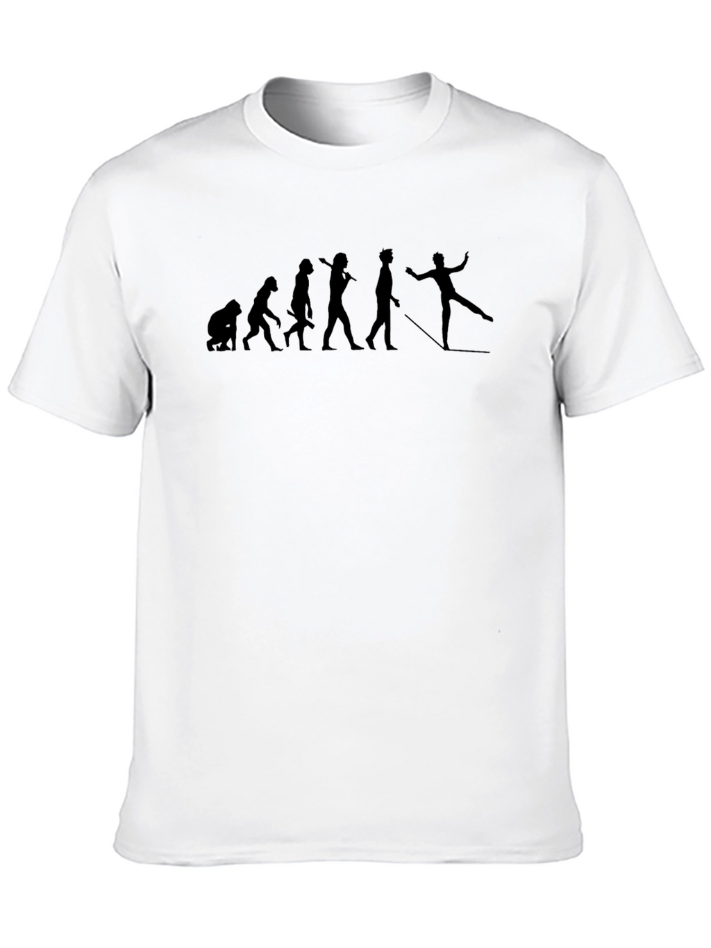 Evolution of Skier Black Graphic T-Shirt
