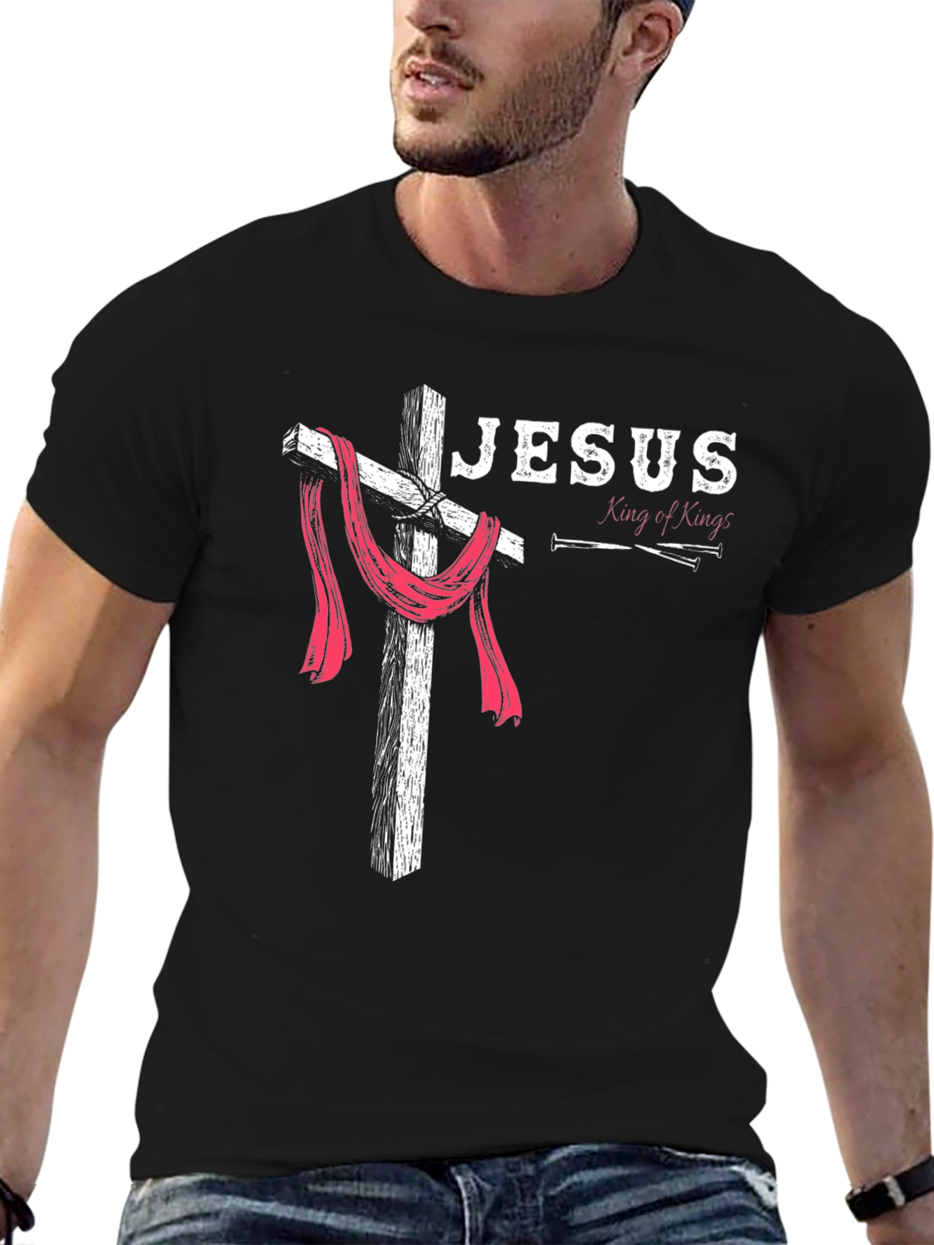 Jesus King of Kings Cross Graphic Black T-Shirt