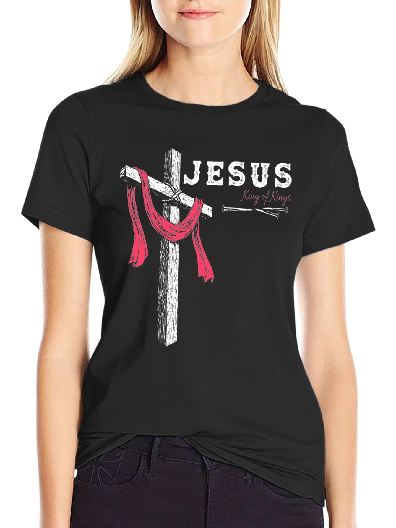 Jesus King of Kings Cross Graphic Black T-Shirt