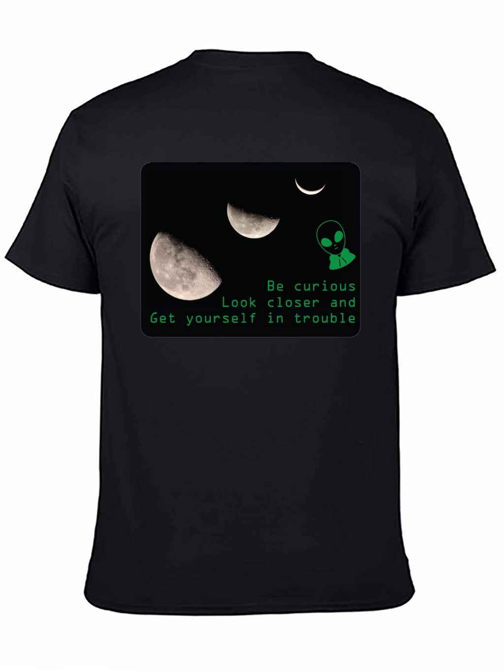 Curious Alien Moon Graphic T-Shirt