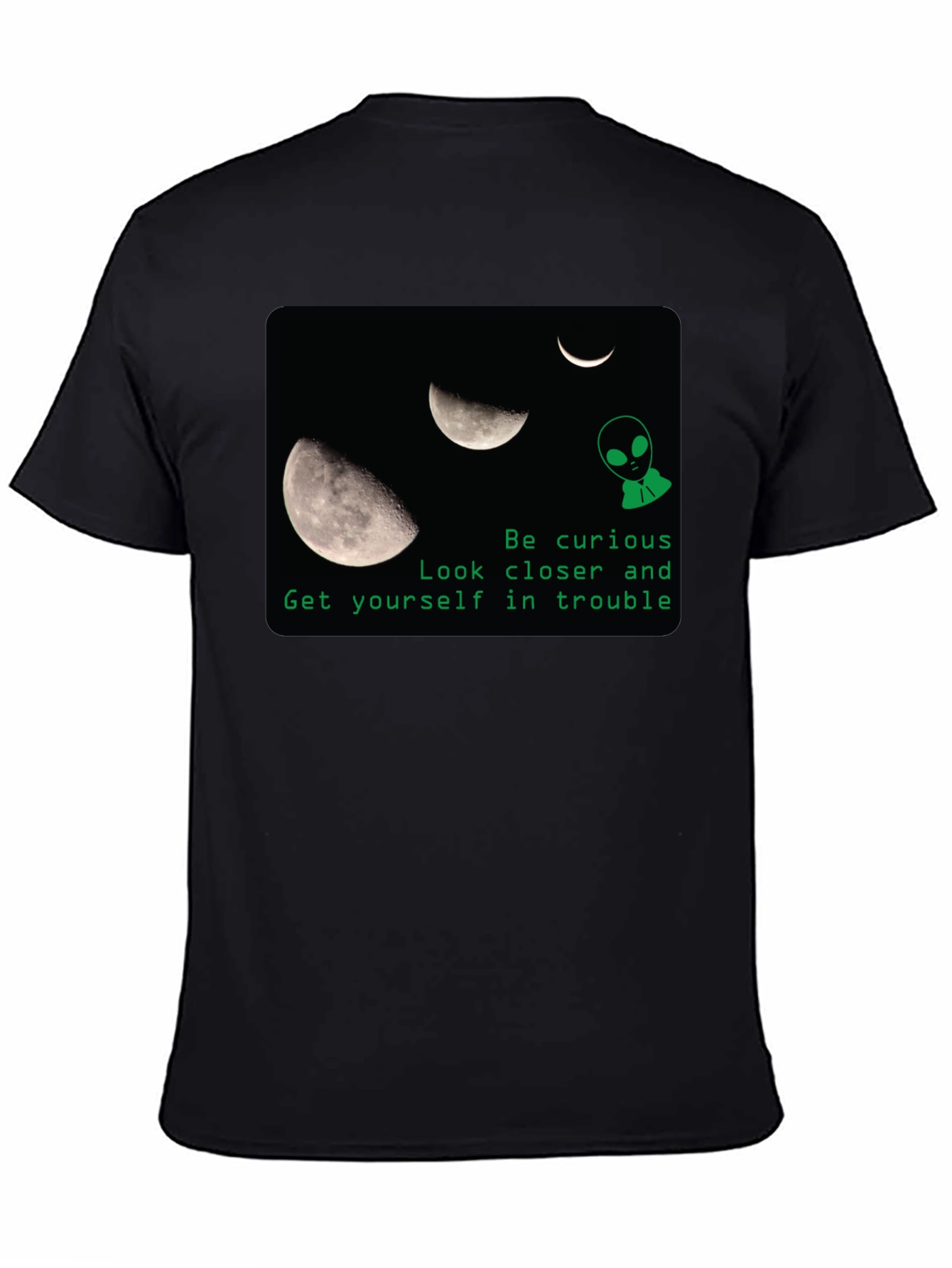 Curious Alien Moon Graphic T-Shirt